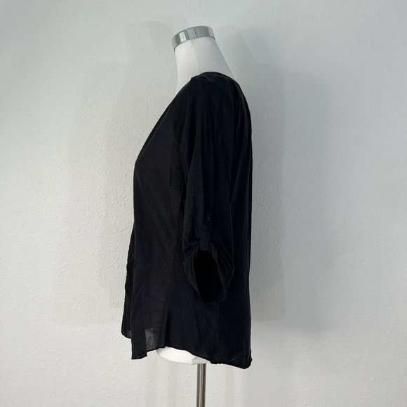 Nine West Jeans Womens Top Small Black Roll Tab Sleeve Tunic NWT - Picture 6 of 14